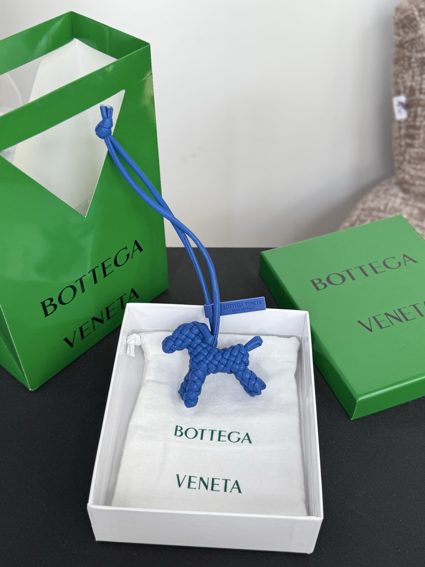Bottega Veneta Blue Leather Horse Charm